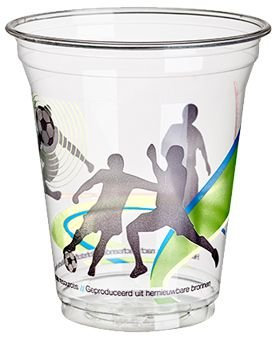 tradingbay24 Kaltgetränkebecher, PLA pure 0,3 l Ø 9,5 cm, 11 cm glasklar Football mit Schaumrand tbU85935 Bierbecher Biergläser Biologisch Abbaubar, 75 Stück