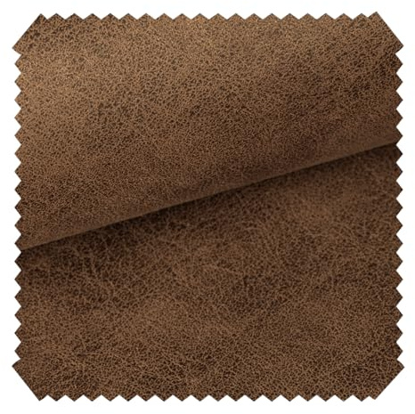 novely® exquisit ETERNITY Vintage Polsterstoff - Antiklederoptik Möbelstoff - Schwer entzündbares Velours-Kunstleder - Pflegeleichte Meterware 1lfm | Farbe: 03 Cognac Braun