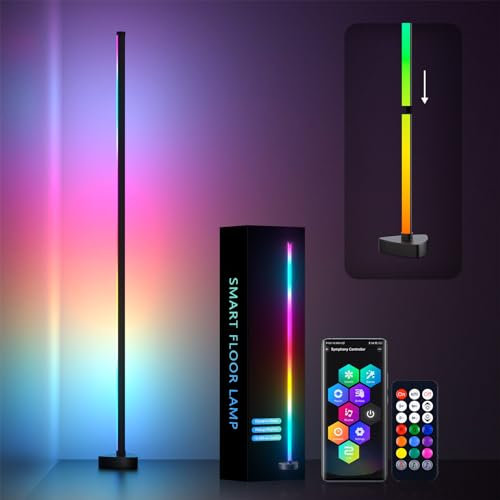 MIWATT LED Eck Stehlampe, RGBWW LED Stehlampe mit App Controller Control, Musik Synic Atmosphere Hohe Lampe mit Geschwindigkeit und Helligkeit einstellbar für Restaurant Cafe Shop Gang Yard Garten