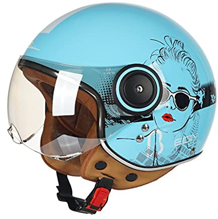 DCLINA Retro Style Motorrad Open Face 3/4 Helm mit Sonnenblende für Chopper Scooter Cruiser, Motorrad Halbhelm, ECE Certified Herren und Damen Vintage Moped Helm für Four Seasons