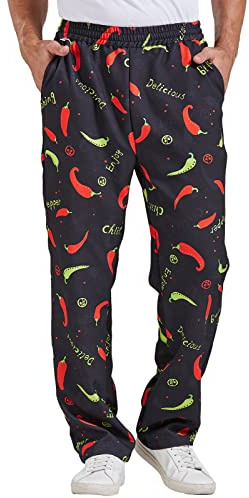 Nanxson Kordelzug Kochhose Arbeitshose Geschirr gedruckt Gummizug elastische Taille Hose mit Tasche CFM2013