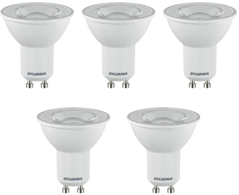SYLVANIA GU10 LED Light Bulbs, 4.2W, 345 Lumens, 50W Equivalent, Neutral White 4000K - 5 Pack
