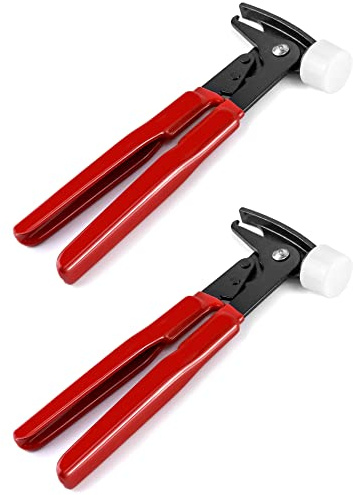 QWORK Heavy-Duty Wheel Weight Hammer Pliers, 2 Pack Tool for Installing and Removing Clip-On Wheel Weights, Red