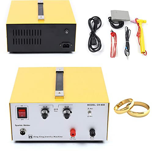 QJJML Jewelry Spot Welder, 80A Pulse Sparkle Spot Welder, Portable Spot Welding Machine with Handle Tool for Gold Silver Platinum