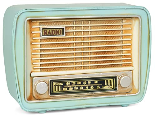 Moritz Spardose Radio türkis 23 cm – Blech Retro Kofferradio Deko Nostalgie | Handbemaltes Metall im 50er-Look mit Lautsprecher-Optik, Münzschlitz und Verschluss unten, für Regal und Sideboard, Geschenk