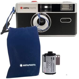 AgfaPhoto analoge 35mm Foto Kamera Black Set (B+W Film + Batterie)