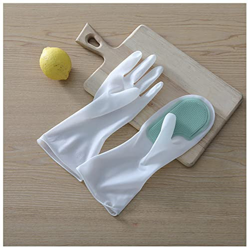 DUnLap Cleaning Gloves Magic Dishwashing Silicone Gloves Housework Cleaning Gloves Laundry Waterproof Plastic Leather Durable Kitchen Tools Supplies Eco Friendly Cleaning Gloves(Blue)