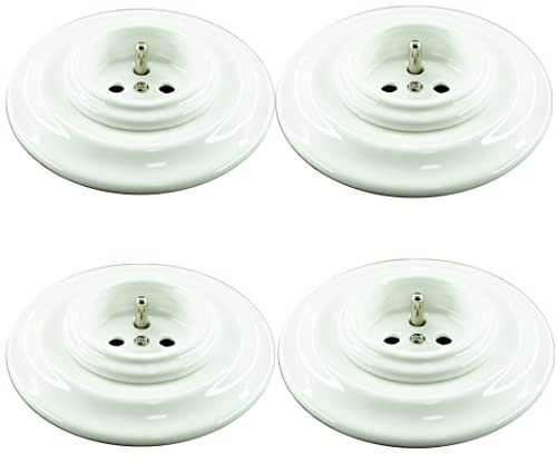 4 Prise Porcelaine avec terre Blanche 16A,250V