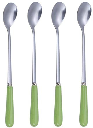 Löffel Keramik-Edelstahl-Rührstab mit langem Griff, Kaffeelöffel, Eislöffel, Weinrührstab, Honiglöffel Kaffeelöffel (Color : F)