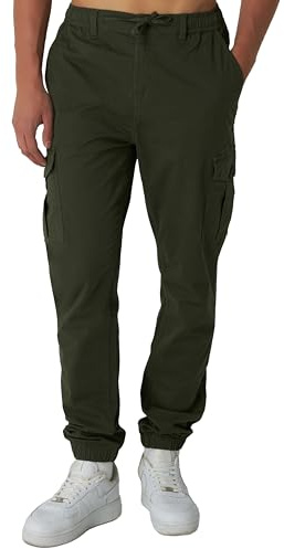 Smith & Solo Pantaloni Cargo da Uomo – Chino Pantaloni Cargo Elasticizzati Pantaloni da Lavoro Baggy Cotone Activewear da Uomo con Tasche con Coulisse (Kaki, L)