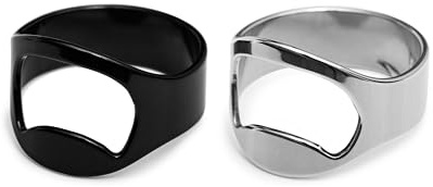 Anello apribottiglie, in acciaio inox, per donne e uomini, anello apribile per birra, 2 pezzi, anello apribottiglie per bibite e birra