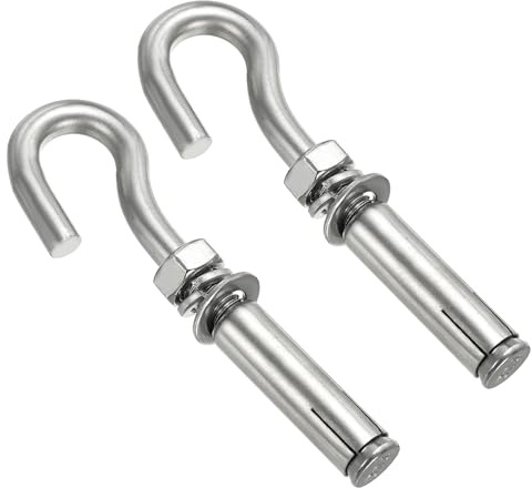 PATIKIL Erweiterungshaken M10 2er Pack 340 Edelstahl Betonwandhaken Schraubhaken für Beton, Ziegel, Deckenmontage, Silber