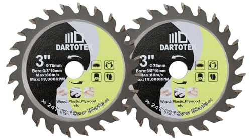 Hoja de sierra circular para cortar madera - DARTOTEK TCT Cuchilla de corte circular 75mm*2pcs 24T Disco de corte para madera 10mm
