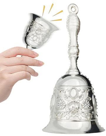 Campane da Cena per Interni, Campana a Mano,Campana da comodino in Metallo Retro in Rilievo - Campanello a Mano in Rumoroso di Lusso estetico per la Scuola, Chiesa, Matrimoni, Hotel, Campanello