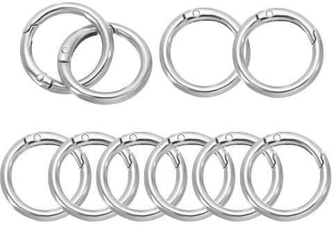 PATIKIL Anillos de Resorte, Anillos de Llavero Metálicos Redondos con Clip de Resorte de Gatillo para Llaveros, Bolsos, Hebillas para Hacer Manualidades
