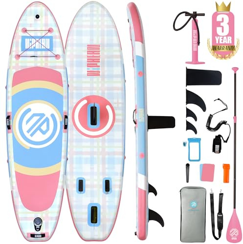 Niphean SUP Gonfiabile con Sedile,(Ultraleggero) Tavola SUP per Donne, Tavola SUP Gonfiabile con Pinna StabilTrac per +30% di Stabilità, Tavola da SUP Antiscivolo per Yoga e Animali Domestici