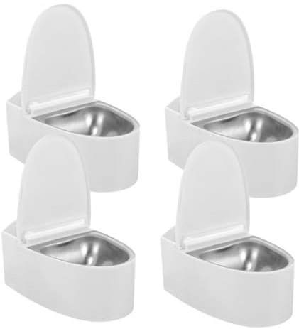 Generisch 4 Stück Toilettenaschenbecher Wandaschenbecher Aschenbecher Für Das Badezimmer Zu Hause Zigarettenaschenhalter Aschenbecher Mit Deckel Im Badezimmer Weiß Rostfreier Stahl