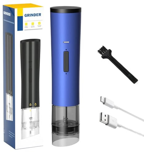 Zunishaone Macinasale elettrico, macinapepe ricaricabile | macinacaffepe a ricarica USB | Macinasale elettrico e pepe, batteria integrata da 1200 mAh, adatta al pepe,