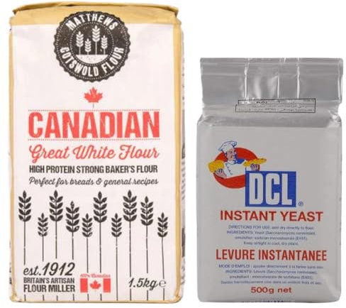 Matthews Canadian Bread Flour 1.5Kg & DCL Instant Yeast 500g – Strong White Bread Flour for Baking, Sourdough, Pizza, and Bread Machine + Rapid Rise Yeast for Dough