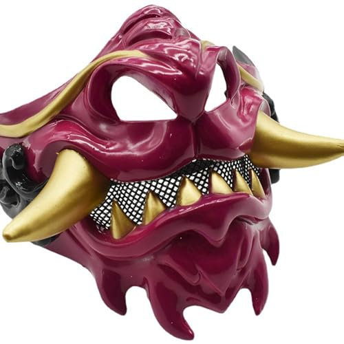 SLXLYH Demi-visage de diable samouraïs pour Halloween, carnaval, bal masqué japonais pour cosplay