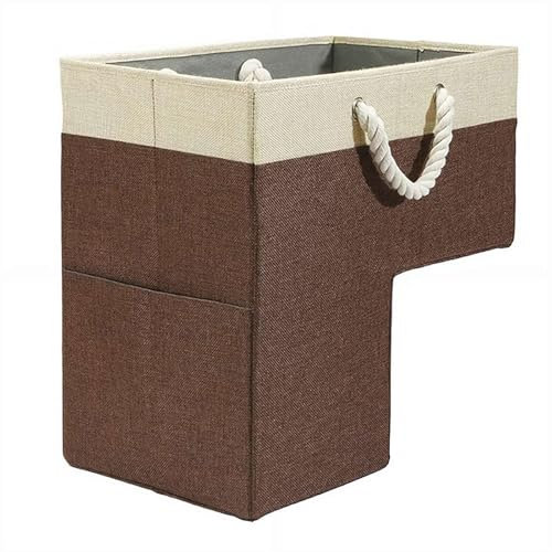 Cestino per scale con maniglia, cestini per scale in moquette e scale in legno, cesto portabiancheria da 40,6 cm, creativo, antiscivolo, per scale, giocattoli, vestiti, libri, strumenti