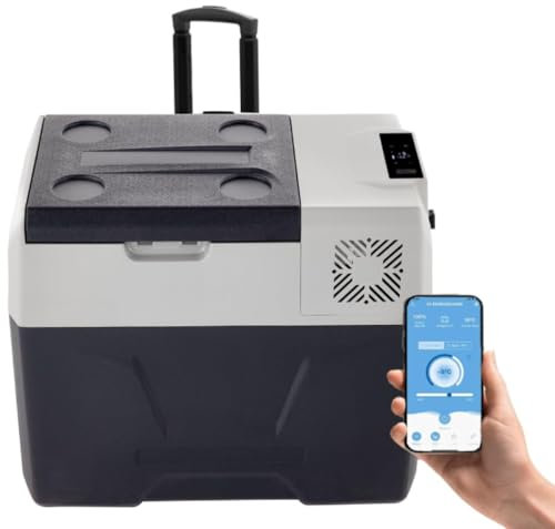 ZHIMAI Frigorifero per Auto, 40 Litr Frigo Compressore Congelatore Portatile Elettrico a Doppia Zona per Campeggio con Manico, Da -20°C a 10°C Regolabile Frigo Termico per Camion Barca (40L)