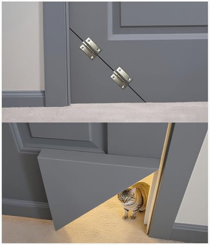 MouMouPurr Cat Door Adjustable Cat Door Hinge Kit (Left & Right Hand) - Fits Hollow & Solid Interior Doors Easy，Installation Kitty Door