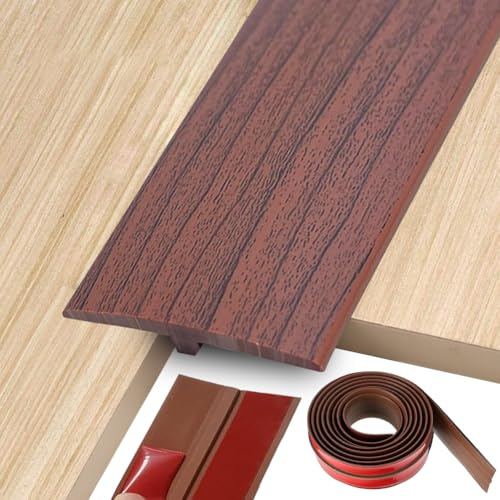 Övergångsprofil T-profil 5 x 300 cm, övergångslist, självhäftande PVC-dörrtrösklar, list, kan skäras till skärbar, övergångsprofil för anslutningsgolv, parkettgolv, laminat (trä)