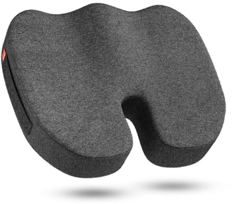 inaepeak Memory-Schaum Sitzkissen, Ergonomisches Hohlraum-Design, 100% Visco-Schaum Sitzauflage Extra Dick & Breit (46x40x8.5cm), Atmungsaktiver Waschbarer Modal-Bezug, Für Bürostuhl & Auto, Hellgrau