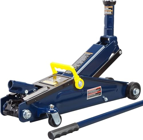 Mustmover 3 Ton (6,000 lbs) Low Profile Heavy Duty Steel Hydraulic Floor Jack with Single Piston Pump, Lifting Range 5-11/16 to 21, for Car, SUV and Truck, Blue