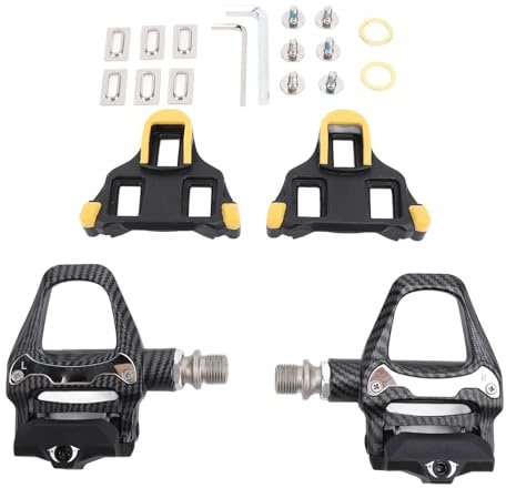 Pedali Bici da Corsa Autobloccanti Senza Sgancio Rapido, Pedali Leggeri in Lega di Alluminio con Tacchette, Pedali Bici Compatibili con SL per Ciclisti Professionisti, Tensione e