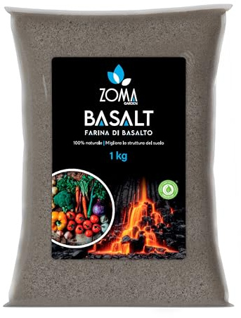 ZOMAGARDEN farina di basalto per piante pura sacco da 1kg, Polvere di roccia ideale per la difesa delle piante ornamentali e da frutto - Made in Italy