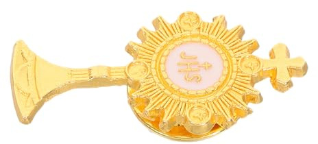 Garneck Épingle de Communion Première, Broche Croix Calice en Métal Émaillé, Accessoire Religieux pour Vêtements, Présent Première Communion Fille, Décoration Festive Élégante