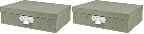 Rössler SOHO Aufbewahrungsbox mit Deckel A4 | Aufbewahrungsbox aus Papier | Bad Organizer | Organizer Küche | Organizer Schminke | Boxen Aufbewahrung | 34 x 26 x 10 cm | 1 Stück | Farbe: Grün | Salbei