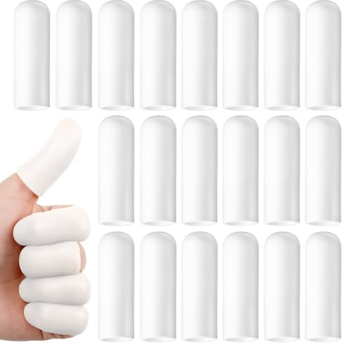 Matwsec 20 st gelfingerspjälsängar, silikonfingerskydd, återanvändbara fingerspetsbandage, mjuk fingerhylsa, högelastiska fingerskydd för sår sprucken hud blåsor förhårdnader (vit)
