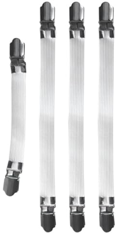 PLAFOPE Ironing Board Cover Clips Elastic Band 4pcs with Elastic and Iron Material Practical Fasteners with Smooth Texture Not Break Easily, for Laundry Room Use