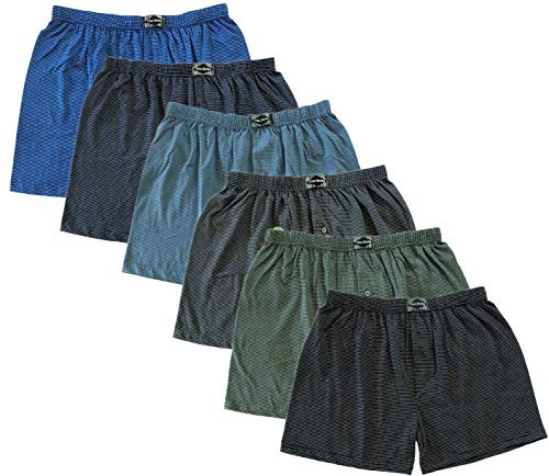 BestSale247 6-pack klassiska boxershorts för män med gylf underkläder retroshorts överdimensionerade kalsonger 100 % bomull storlek 5 (M) till 13 (7XL), Randig, M
