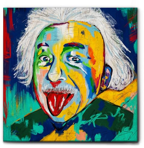 Giallobus - Gemälde - Einstein - Leinwand mit Standardrahmen - 100L x 100l cm - Bereit zum Aufhängen - Moderne Gemälde
