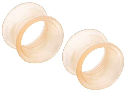 Pierced Owl Pale Peach Flesh Tone Thick Wall Double Flared Silicone Ear Tunnel Plugs Gauges, Sold As Pair (25mm (1))