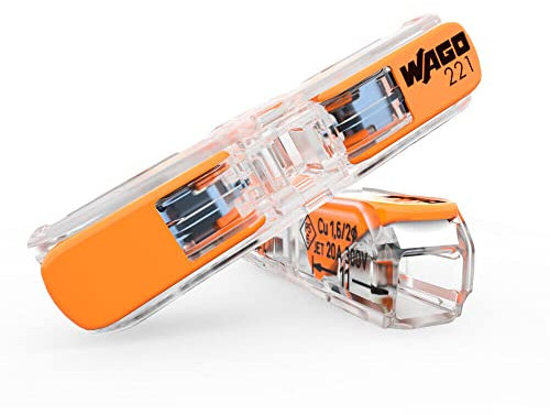 Wago, Borne à Leviers In Line S221, 4mm², Orange, Compatible Conducteurs Rigides et Souples 0.2-4mm², Actionnement à Leviers, 450V, 32A, Design Compact, Garantie 2 Ans, Connexion Directe et Sécurisée