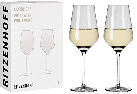 Ritzenhoff 3641002 Bicchiere da vino bianco 300 ml - Serie Fjordlicht No. 2-2 pezzi con sfumatura di colore grigio - Made in Germany