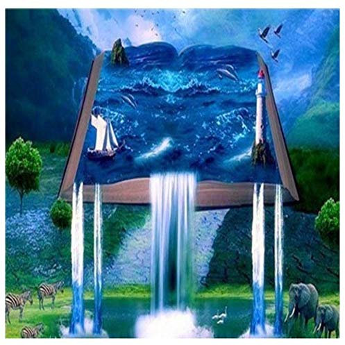 YINGXIN88 5D Diamant Painting Kits, Pack Runde Voll Drill Diamond Painting Zubehör Kristall Kreuzstich Kunst Handwerk für Hause WanddekorationDas Meer auf dem Buch-40x50cm