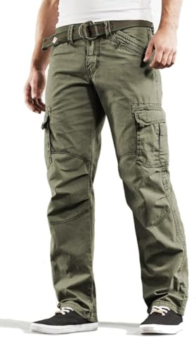Timezone BenitoTZ Benito Pantalon cargo pour hommes, avec ceinture en tissu