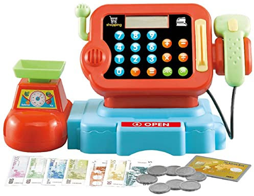 Diakakis Luna Kinder Spielkasse mit Waage Soundeffekte Kaufladen Supermarkt Zubehör +3J