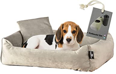 Rohrschneider Hundebett Kleine & Mittelgr. Hunde inkl. Gassibeutel, Taupe M