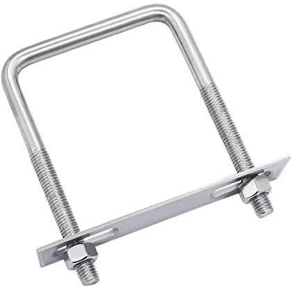 FOCMKEAS Pernos en U cuadrados de acero inoxidable 304 con tuercas M10, placa de marco, accesorios para automóviles, remolques, barcos, piezas industriales (100 x 150 mm (ancho x largo)