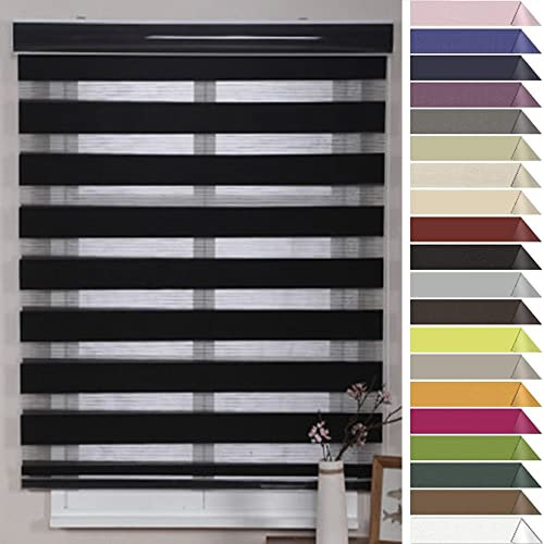Verdunkelungsrollo Seitenzugrollo 70x300cm Sonnenschutz Deckenmontag Thermo Rollo Verdunkelungsrollo Doppelrollo Klemmrollo für Fenster und Tür Fensterrollo, Schwarz