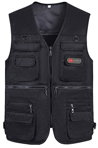 Gilet de travail sans manches pour homme - Veste d'automne pour homme - Gilet d'extérieur léger en coton - Gilet de pêche, safari, veste sans manches avec poches pratiques