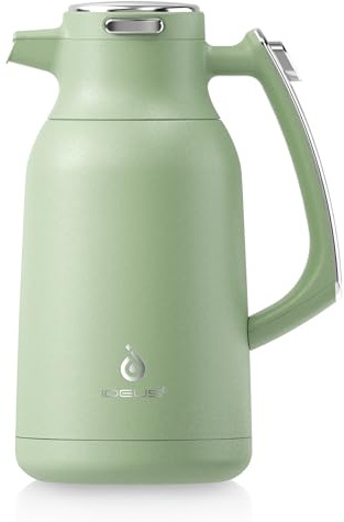 IDEUS Insulated Coffee Jug 2L, Thermal Teapot Beverage Dispenser Green | Double Wall Vacuum Stainless Steel Water Pitcher Milk Carafe Thermo Coffee Server