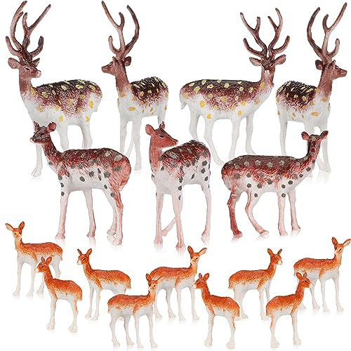 Soaoo 60 Pcs Mini Plastic Deer Figurines Small Deer Cake Toppers Decoration Miniature Forest Animals Reindeer Figures Christmas Woodland Creatures Mini Animal Woodland Cake Decoration Gifts Crafts
